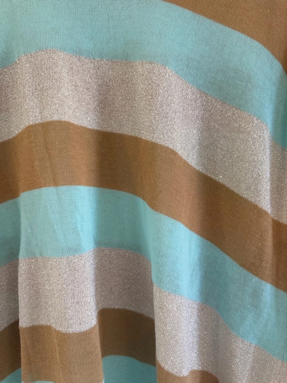 Lauren Vidal Aqua, Tan & Cream Striped Scoop Neck Tunic